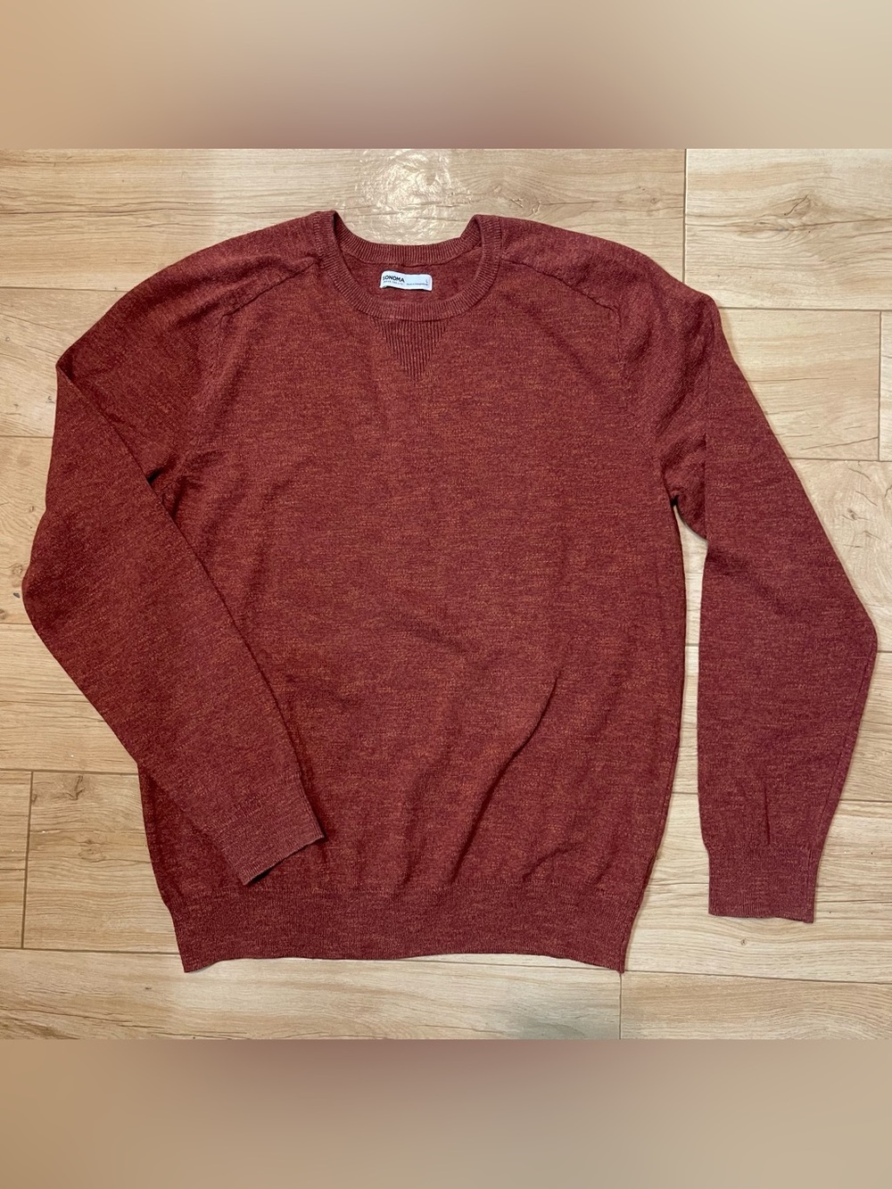 Sonoma Men's L Cotton-Blend Rust-Red Crewneck Sweater